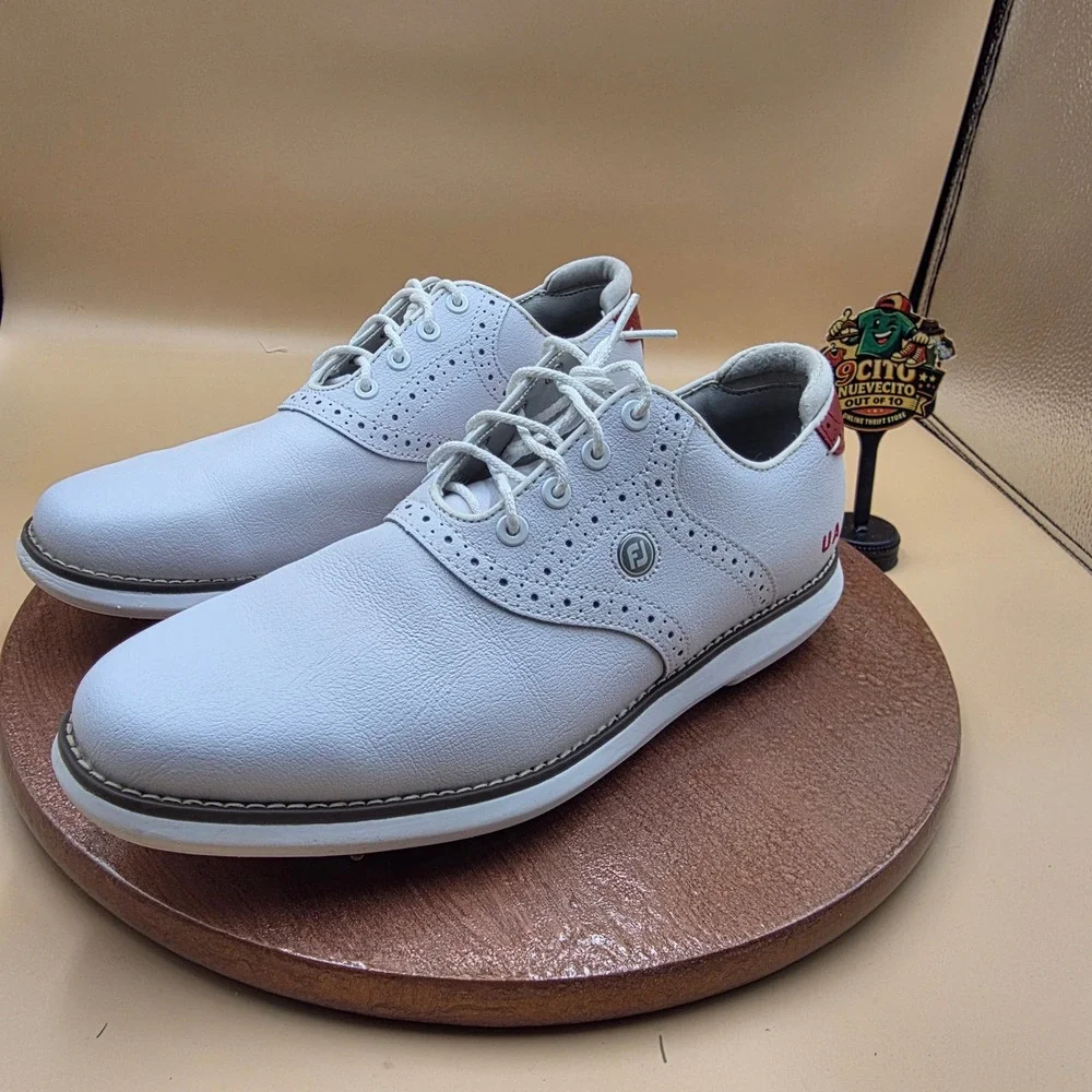 FootJoy MyJoys Traditions Womens Golf Shoes White Red Teddy Bear Wingtip 8.5 M